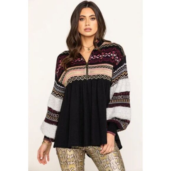 Free People Cozy Cottage Cabin Sweater 1/4 Zip - Women's Size Small - Picture 1 of 9